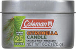 Coleman Pine Scented Citronella Candle with Wooden Crackle Wick - 6 oz Tin