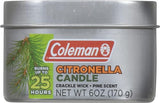 Coleman Pine Scented Citronella Candle with Wooden Crackle Wick - 6 oz Tin