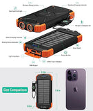 Solar Charger 10000mAh Portable Power Bank - Waterproof, Shockproof, Dual USB Ports, LED Flashlight, Compass Carabiner