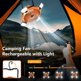 Trekkinglamb Rechargeable Camping Fan with LED Light and Remote Control - Ultimate Summer Comfort