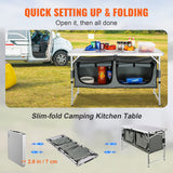 VEVOR Portable Camping Kitchen Table - Durable, Adjustable, and Easy Setup Outdoor Cooking Station