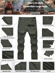 Mens Hiking Convertible Pants Waterproof Lightweight Quick Dry