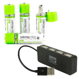 Rechargeable Batteries 4 Pack w/Free 4-Port USB Hub