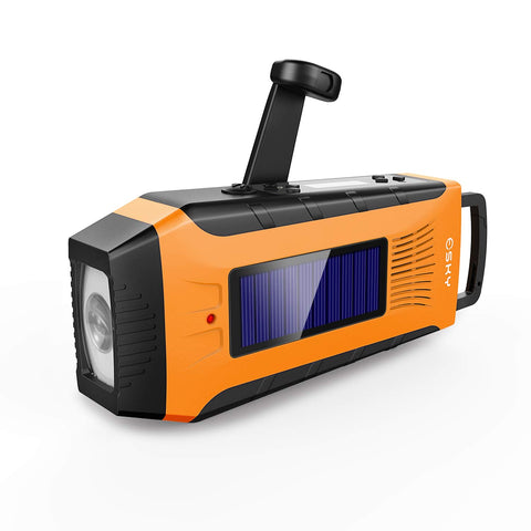 Hand Crank Radio, Solar Self Powered AM/FM/NOAA Radio with 2000mAh Rechargeable Battery, 3W Flashlight and Loudly Alarm