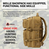 Orca Tactical Backpack - Large 40L - 3 Day Survival Bug Out Bag